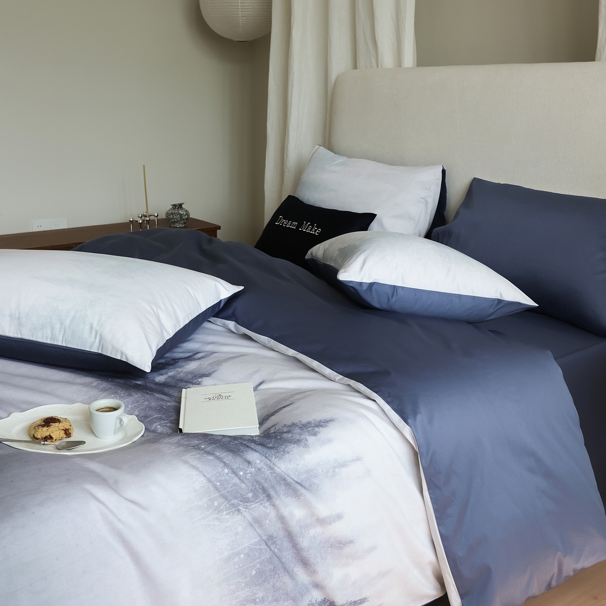 91家纺网 家纺一手货源 找家纺 ONE TWO ONE 121 【会员-20】【控价商品】【提供买家秀】【专版花型】2026新款100s长绒棉全棉纯棉床上用 魔法城堡-蓝