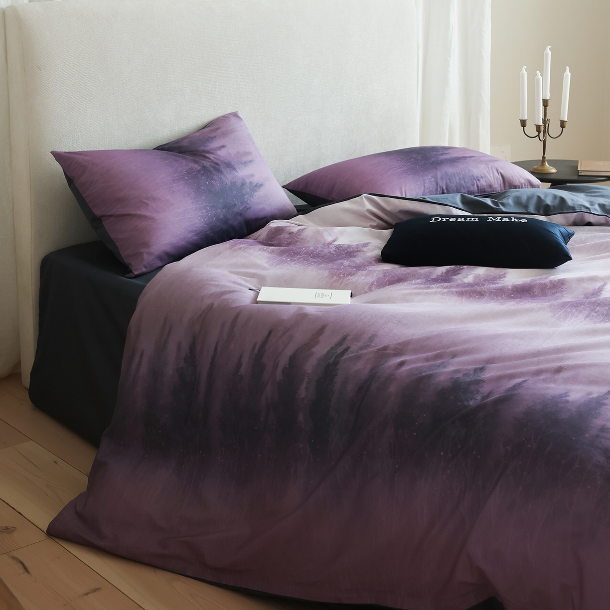 ONE TWO ONE 121 【会员-20】【控价商品】【提供买家秀】【专版花型】2026新款100s长绒棉全棉纯棉床上用 魔法城堡-紫