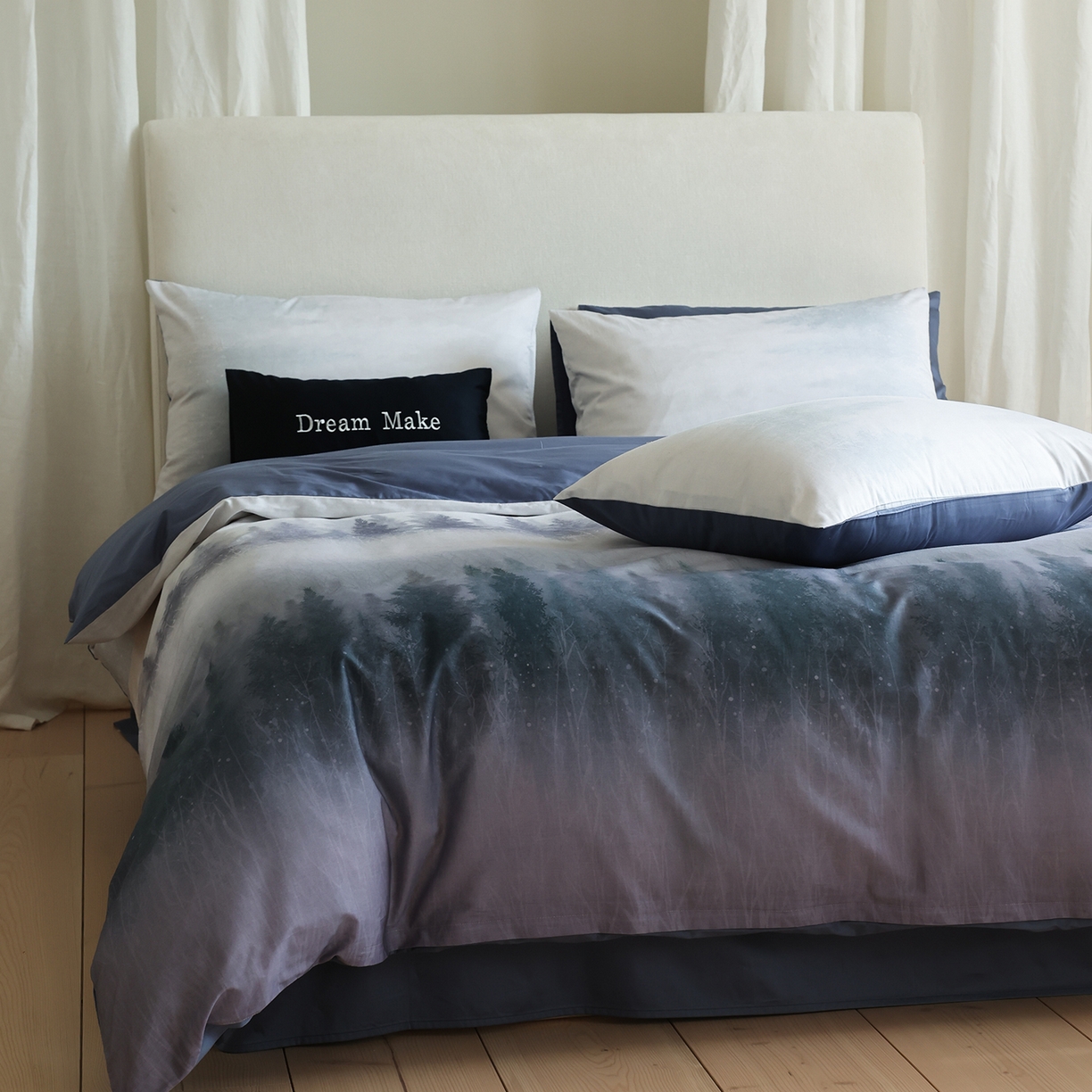 91家纺网 家纺一手货源 找家纺 ONE TWO ONE 121 【会员-20】【控价商品】【提供买家秀】【专版花型】2026新款100s长绒棉全棉纯棉床上用 魔法城堡-蓝