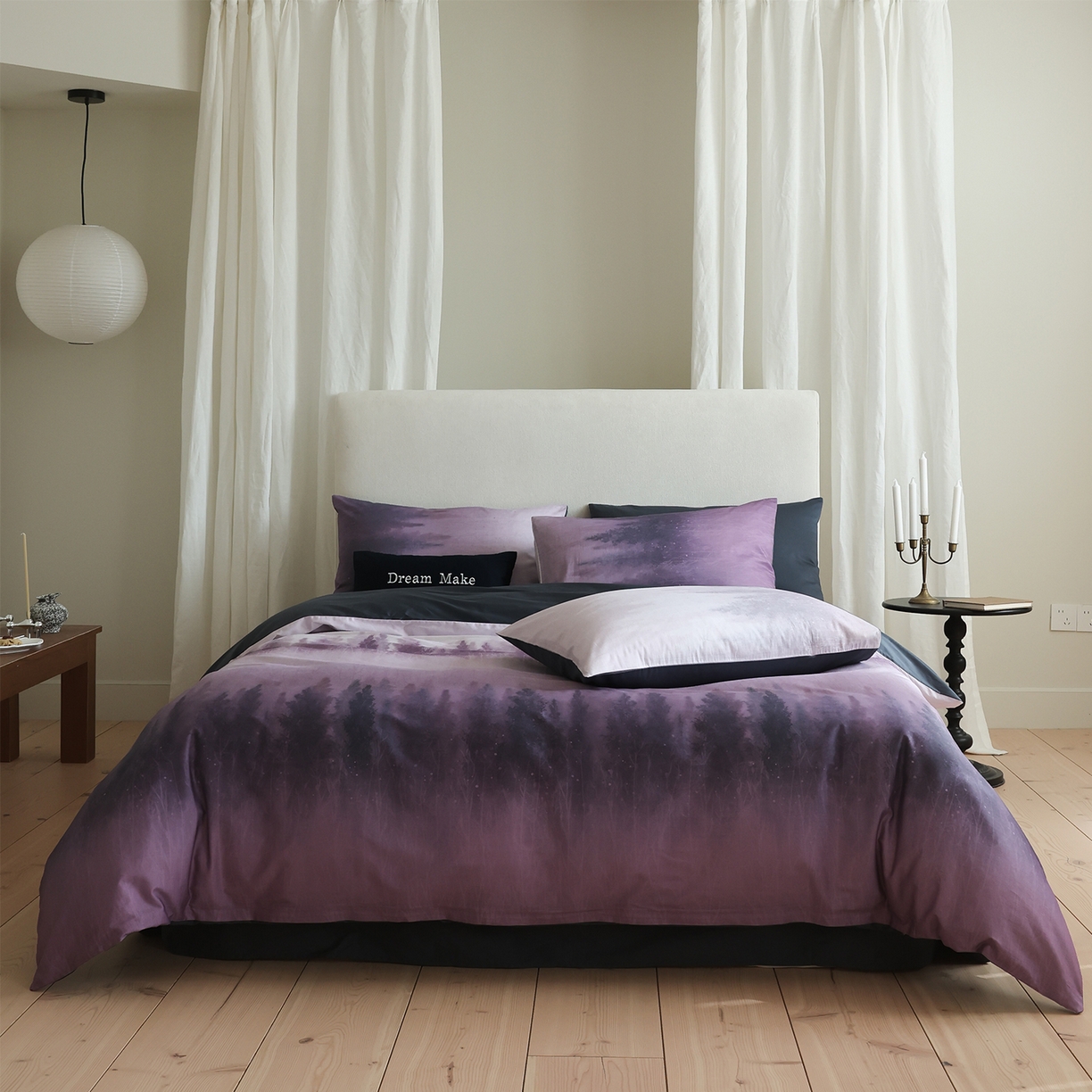 91家纺网 家纺一手货源 找家纺 ONE TWO ONE 121 【会员-20】【控价商品】【提供买家秀】【专版花型】2026新款100s长绒棉全棉纯棉床上用 魔法城堡-紫