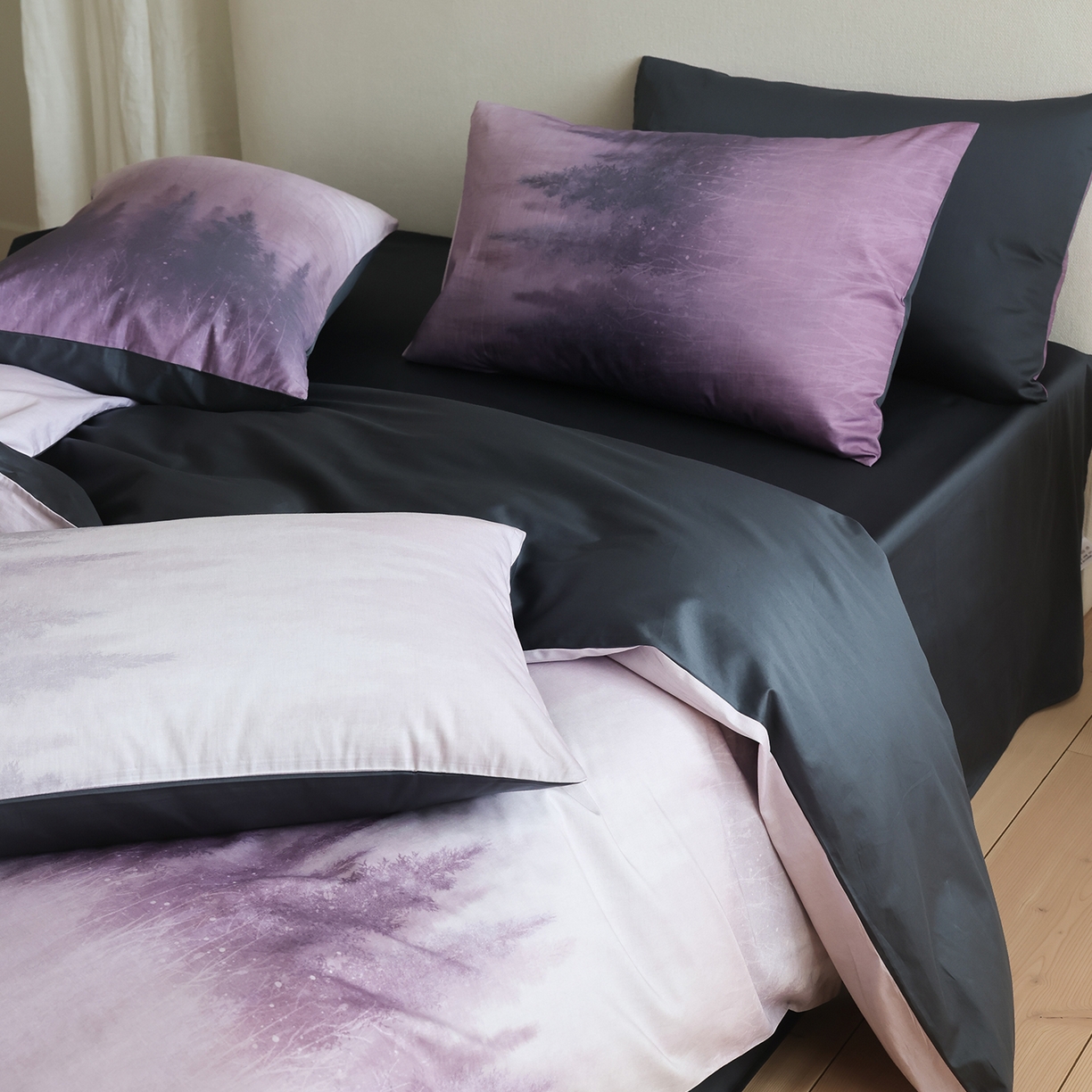 91家纺网 家纺一手货源 找家纺 ONE TWO ONE 121 【会员-20】【控价商品】【提供买家秀】【专版花型】2026新款100s长绒棉全棉纯棉床上用 魔法城堡-紫