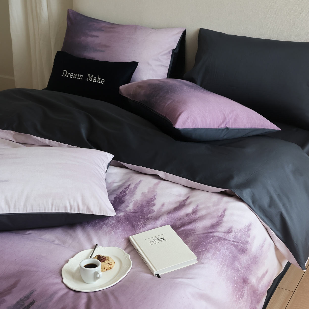 91家纺网 家纺一手货源 找家纺 ONE TWO ONE 121 【会员-20】【控价商品】【提供买家秀】【专版花型】2026新款100s长绒棉全棉纯棉床上用 魔法城堡-紫