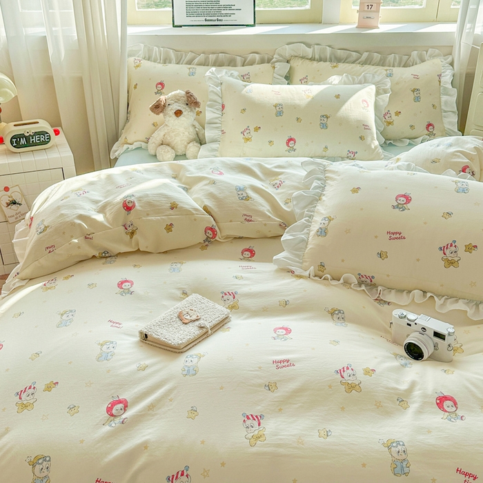 91家纺网 家纺一手货源 找家纺 （总）逸尚阁家纺 2026新款水洗仿棉印花花边四件套-终版