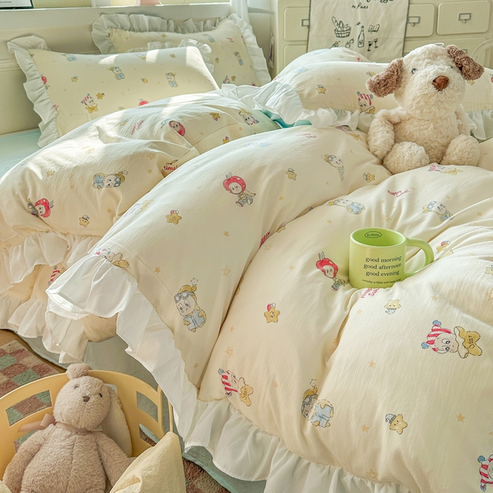 91家纺网 家纺一手货源 找家纺 （总）逸尚阁家纺 2026新款水洗仿棉印花花边四件套-终版