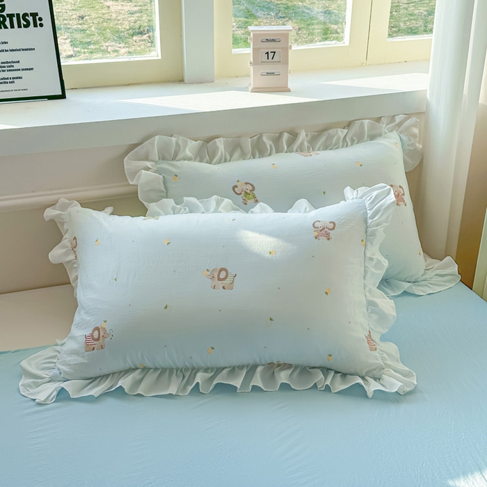 91家纺网 家纺一手货源 找家纺 逸尚阁家纺 2026新款水洗仿棉印花花边四件套-终版 菠萝大象