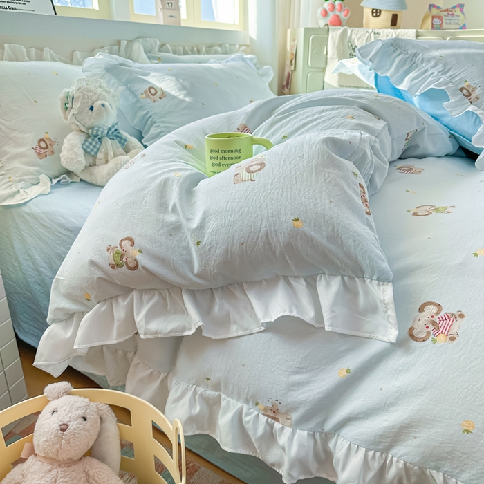 91家纺网 家纺一手货源 找家纺 逸尚阁家纺 2026新款水洗仿棉印花花边四件套-终版 菠萝大象