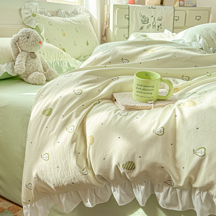 91家纺网 家纺一手货源 找家纺 逸尚阁家纺 2026新款水洗仿棉印花花边四件套-终版 不分梨