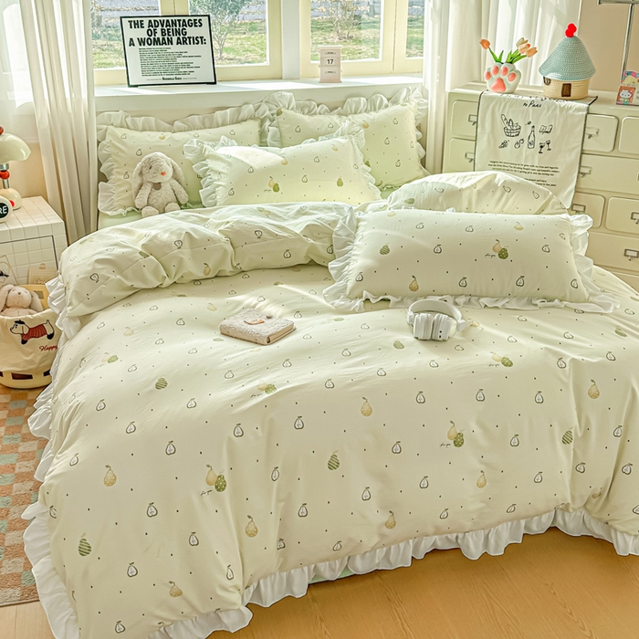 91家纺网 家纺一手货源 找家纺 逸尚阁家纺 2026新款水洗仿棉印花花边四件套-终版 不分梨