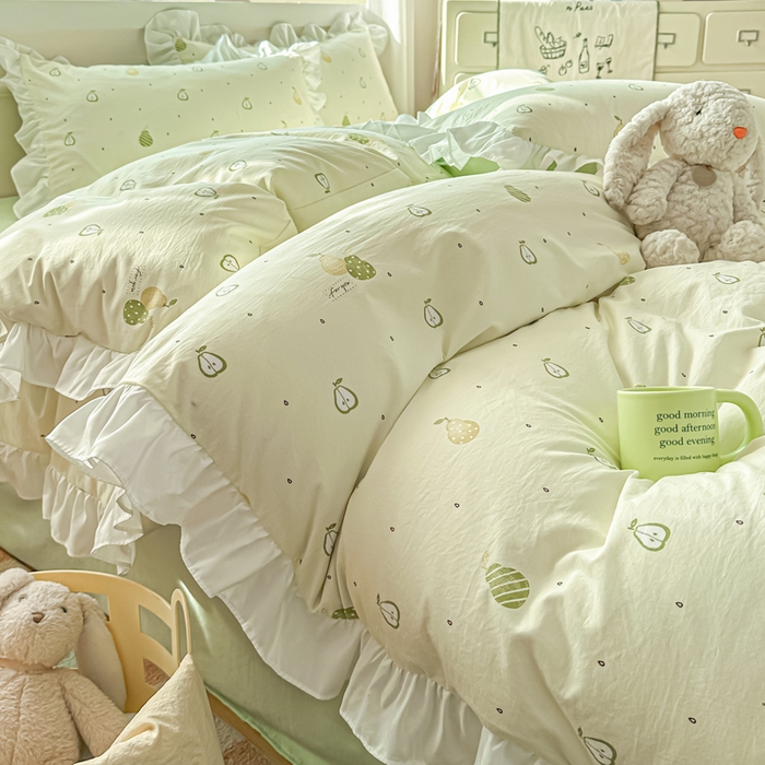 91家纺网 家纺一手货源 找家纺 逸尚阁家纺 2026新款水洗仿棉印花花边四件套-终版 不分梨