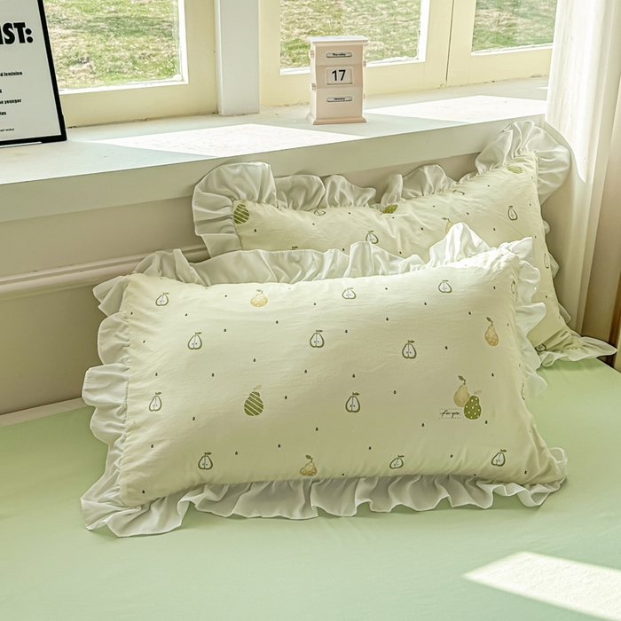 91家纺网 家纺一手货源 找家纺 逸尚阁家纺 2026新款水洗仿棉印花花边四件套-终版 不分梨