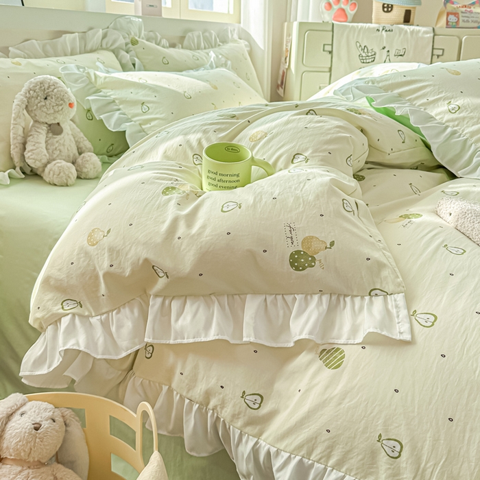 91家纺网 家纺一手货源 找家纺 逸尚阁家纺 2026新款水洗仿棉印花花边四件套-终版 不分梨