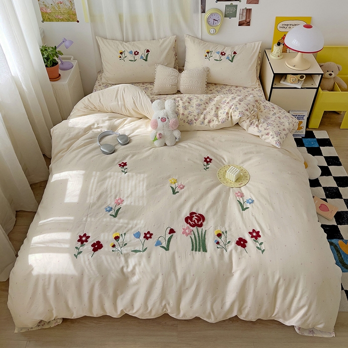 91家纺网 家纺一手货源 找家纺 （总）乐窝家纺仓储 2026新款A类母婴级13370全棉纯棉毛巾绣四件套学生宿舍三件套单床单被套