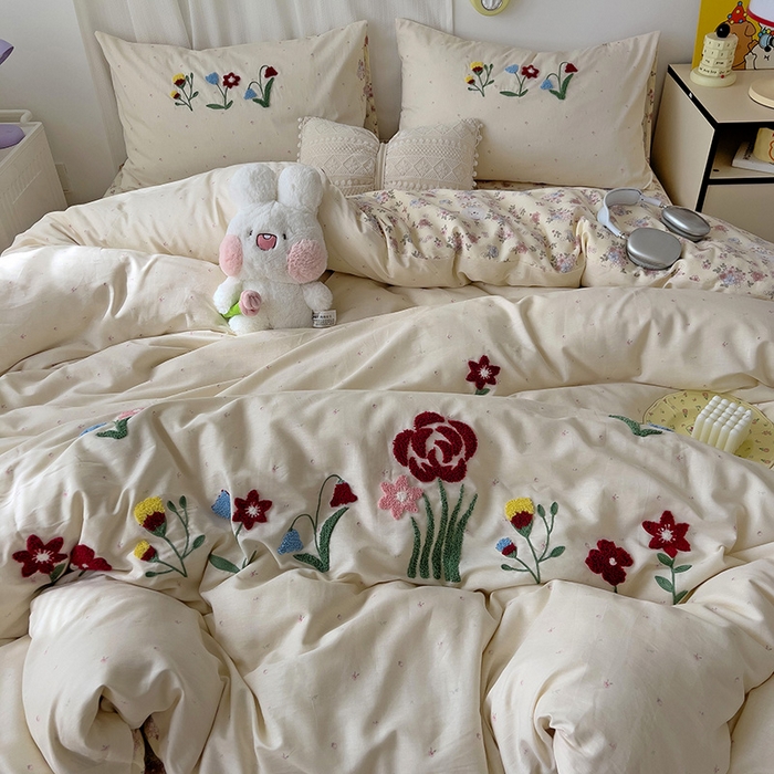 91家纺网 家纺一手货源 找家纺 （总）乐窝家纺仓储 2026新款A类母婴级13370全棉纯棉毛巾绣四件套学生宿舍三件套单床单被套