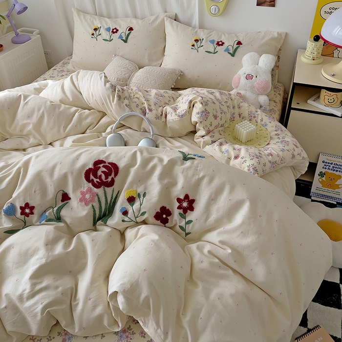 91家纺网 家纺一手货源 找家纺 （总）乐窝家纺仓储 2026新款A类母婴级13370全棉纯棉毛巾绣四件套学生宿舍三件套单床单被套