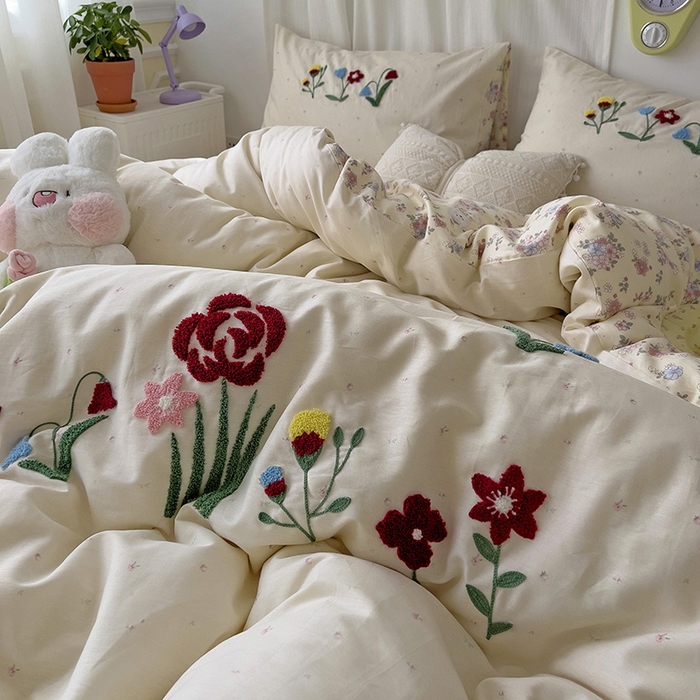 91家纺网 家纺一手货源 找家纺 （总）乐窝家纺仓储 2026新款A类母婴级13370全棉纯棉毛巾绣四件套学生宿舍三件套单床单被套