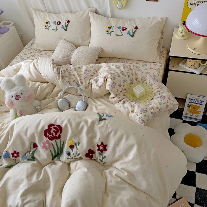 91家纺网 家纺一手货源 找家纺 （总）乐窝家纺仓储 2026新款A类母婴级13370全棉纯棉毛巾绣四件套学生宿舍三件套单床单被套