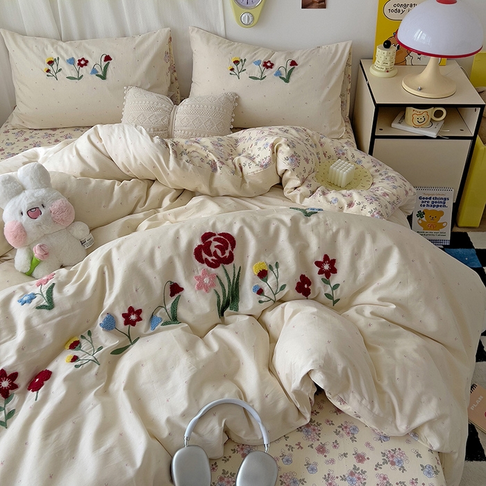 91家纺网 家纺一手货源 找家纺 （总）乐窝家纺仓储 2026新款A类母婴级13370全棉纯棉毛巾绣四件套学生宿舍三件套单床单被套