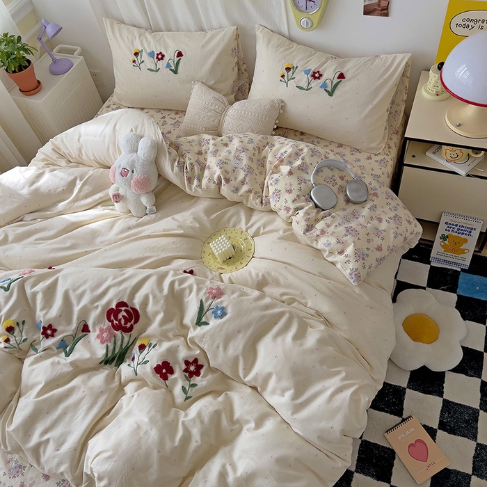 91家纺网 家纺一手货源 找家纺 （总）乐窝家纺仓储 2026新款A类母婴级13370全棉纯棉毛巾绣四件套学生宿舍三件套单床单被套