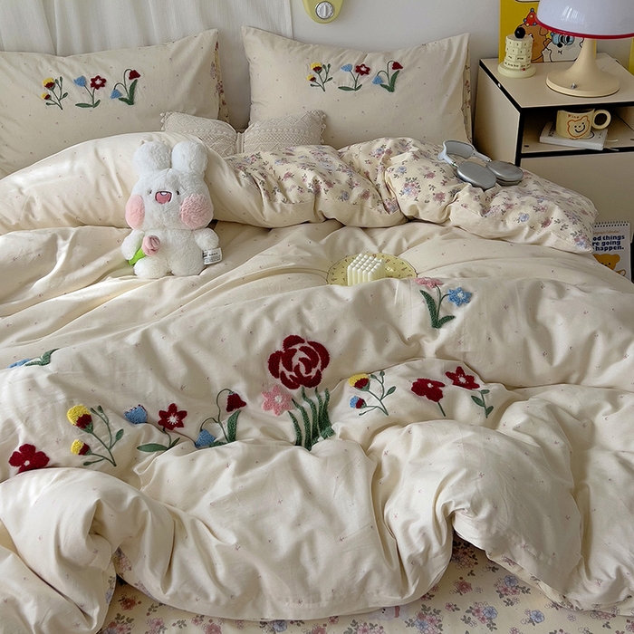 91家纺网 家纺一手货源 找家纺 （总）乐窝家纺仓储 2026新款A类母婴级13370全棉纯棉毛巾绣四件套学生宿舍三件套单床单被套