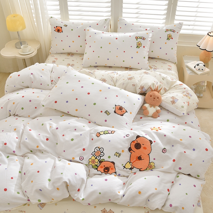 91家纺网 家纺一手货源 找家纺 （总）乐窝家纺仓储 2026新款A类母婴级13370全棉纯棉毛巾绣四件套学生宿舍三件套单床单被套