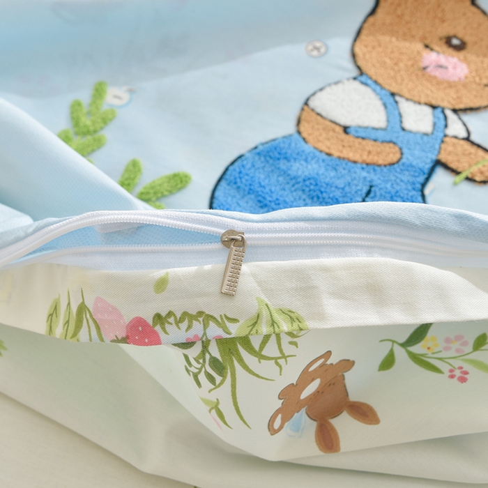 91家纺网 家纺一手货源 找家纺 乐窝家纺仓储 2026新款A类母婴级13370全棉纯棉毛巾绣四件套学生宿舍三件套单床单被套 精灵小兔