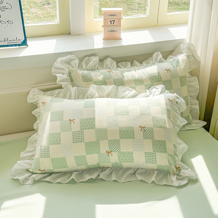 91家纺网 家纺一手货源 找家纺 逸尚阁家纺 2026新款水洗仿棉印花花边四件套-终版 蝴蝶结格圈