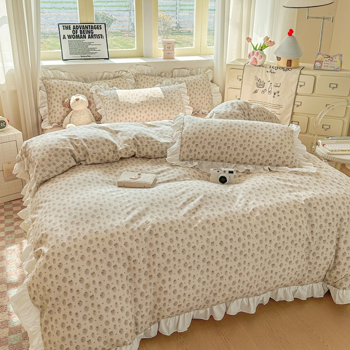 91家纺网 家纺一手货源 找家纺 逸尚阁家纺 2026新款水洗仿棉印花花边四件套-终版 偏爱的花语