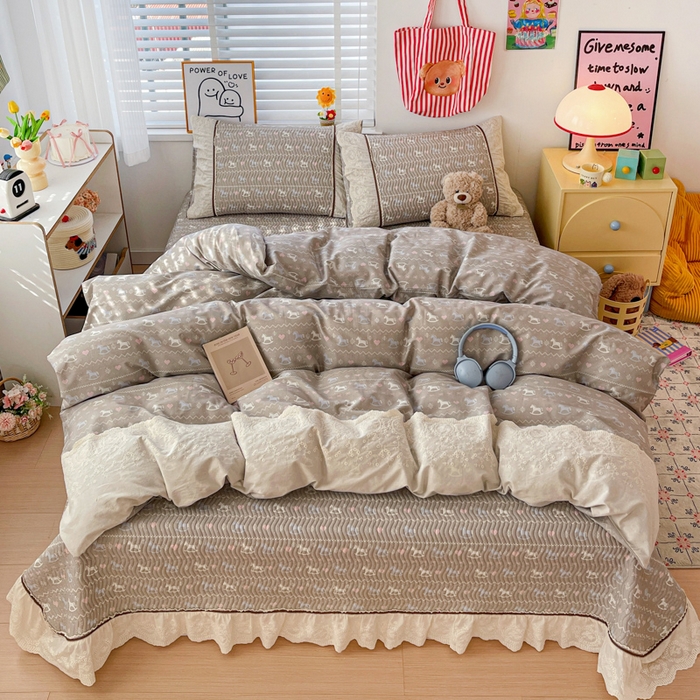 91家纺网 家纺一手货源 找家纺 （总）岚吉家纺 2026年新款A类法式全棉花边床盖三件套四件套