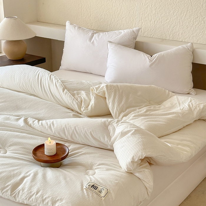 91家纺网 家纺一手货源 找家纺 （总）蓝雀翎 2025新款原棉针织棉华夫格大豆被子被芯