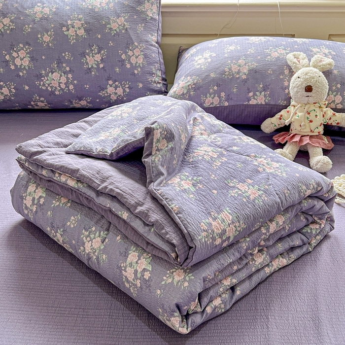 91家纺网 家纺一手货源 找家纺 （总）一比一家纺 2026新款云感皱皱纱简单款夏被夏凉被空调被四件套