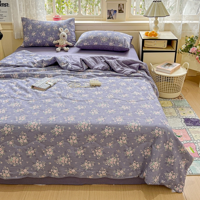 91家纺网 家纺一手货源 找家纺 （总）一比一家纺 2026新款云感皱皱纱简单款夏被夏凉被空调被四件套