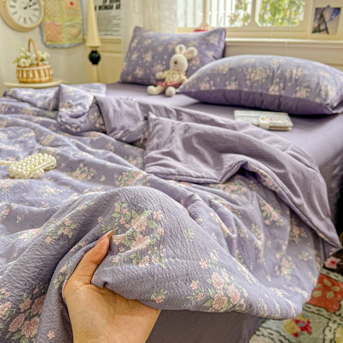 91家纺网 家纺一手货源 找家纺 （总）一比一家纺 2026新款云感皱皱纱简单款夏被夏凉被空调被四件套