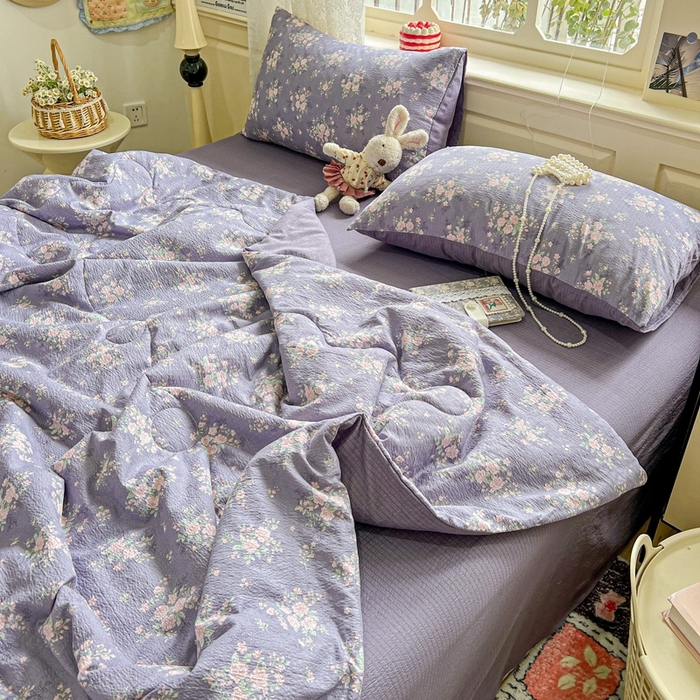 91家纺网 家纺一手货源 找家纺 （总）一比一家纺 2026新款云感皱皱纱简单款夏被夏凉被空调被四件套