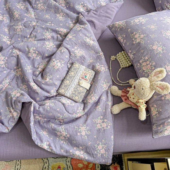 91家纺网 家纺一手货源 找家纺 （总）一比一家纺 2026新款云感皱皱纱简单款夏被夏凉被空调被四件套