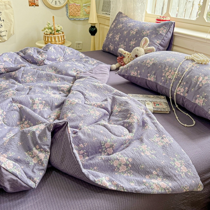 91家纺网 家纺一手货源 找家纺 （总）一比一家纺 2026新款云感皱皱纱简单款夏被夏凉被空调被四件套