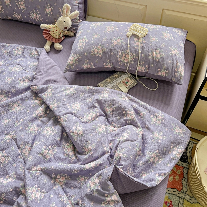 91家纺网 家纺一手货源 找家纺 （总）一比一家纺 2026新款云感皱皱纱简单款夏被夏凉被空调被四件套