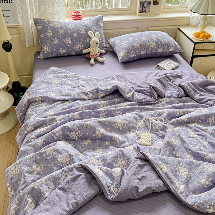 91家纺网 家纺一手货源 找家纺 （总）一比一家纺 2026新款云感皱皱纱简单款夏被夏凉被空调被四件套