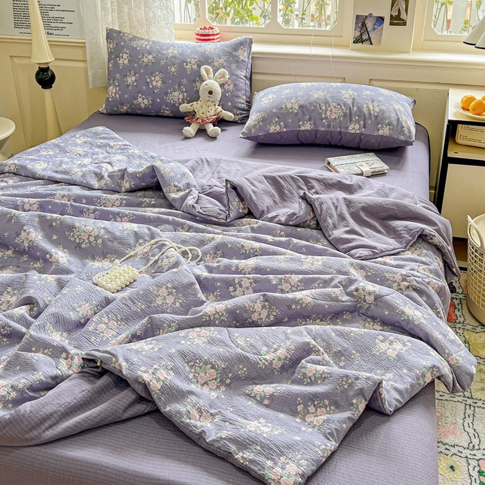 91家纺网 家纺一手货源 找家纺 （总）一比一家纺 2026新款云感皱皱纱简单款夏被夏凉被空调被四件套