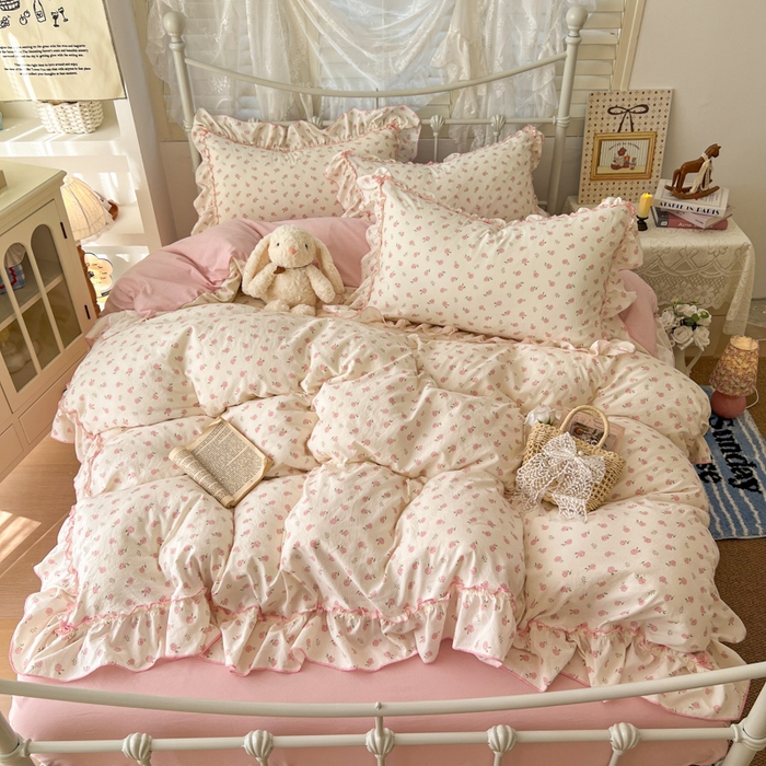 91家纺网 家纺一手货源 找家纺 （总）睡美美家纺 2026新款水洗云朵棉亲肤花边款四件套