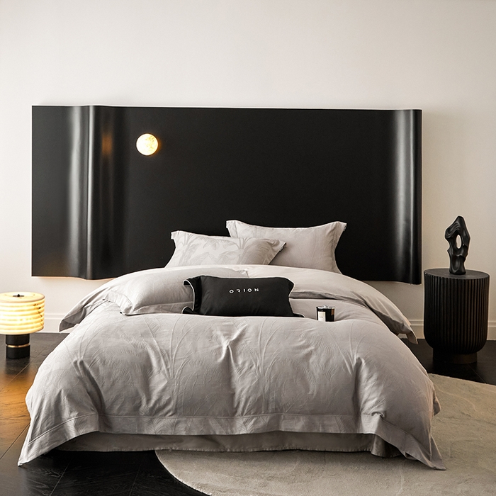 91家纺网 家纺一手货源 找家纺 薏思家纺 2026年新款全棉色织水洗提花 旷野幽兰-灰