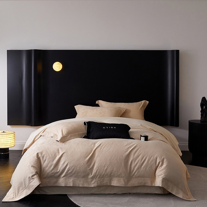 91家纺网 家纺一手货源 找家纺 薏思家纺 2026年新款全棉色织水洗提花 花漾梦境-驼