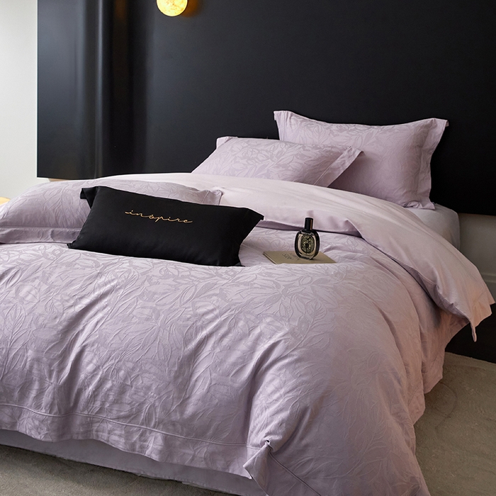 91家纺网 家纺一手货源 找家纺 薏思家纺 2026年新款全棉色织水洗提花 迷迭蔷薇-紫