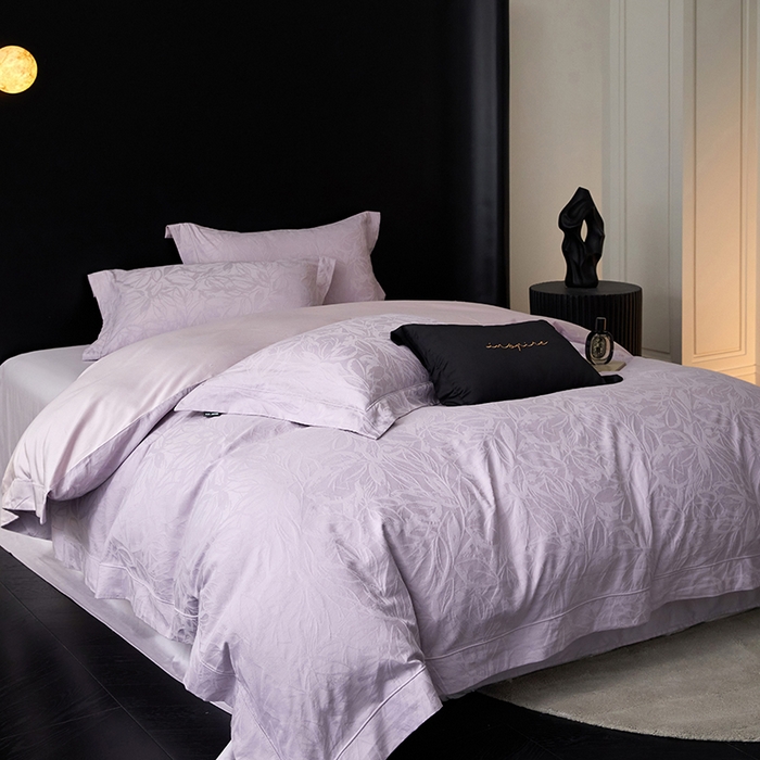 91家纺网 家纺一手货源 找家纺 薏思家纺 2026年新款全棉色织水洗提花 迷迭蔷薇-紫