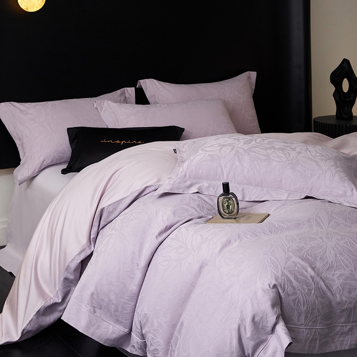 薏思家纺 2026年新款全棉色织水洗提花 迷迭蔷薇-紫