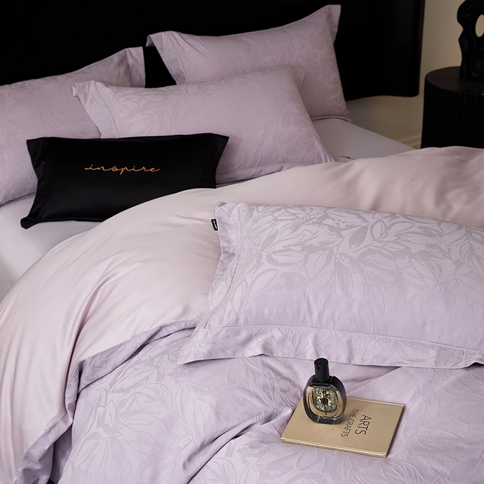 91家纺网 家纺一手货源 找家纺 薏思家纺 2026年新款全棉色织水洗提花 迷迭蔷薇-紫