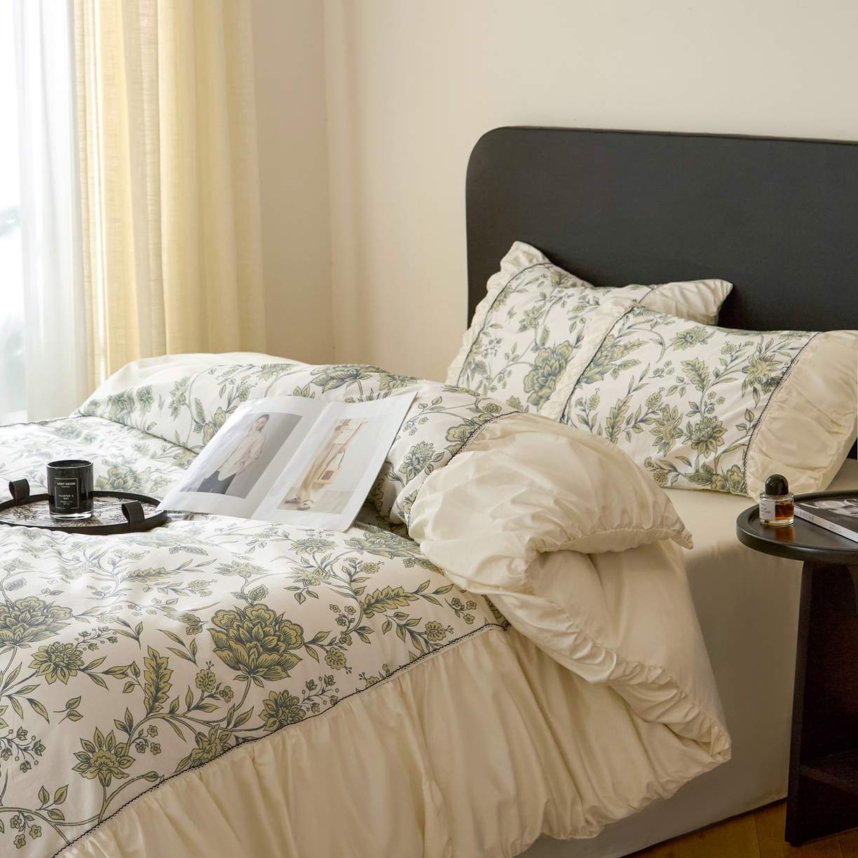 91家纺网 家纺一手货源 找家纺 （总）ONE TWO ONE 121 【会员-20】【控价商品】【提供买家秀】  2026新款韩版花边公主风100s长绒棉全棉床上用