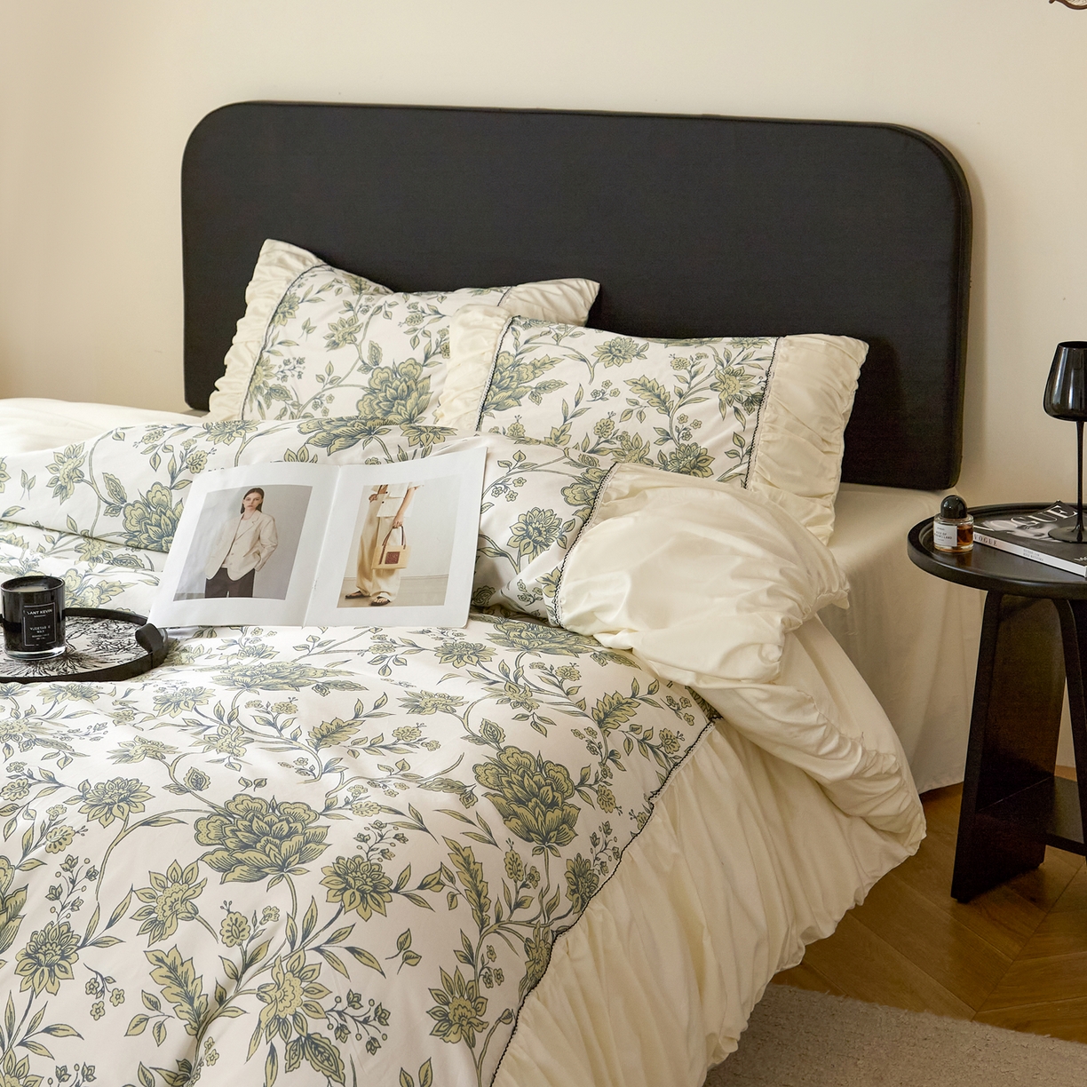 91家纺网 家纺一手货源 找家纺 （总）ONE TWO ONE 121 【会员-20】【控价商品】【提供买家秀】  2026新款韩版花边公主风100s长绒棉全棉床上用