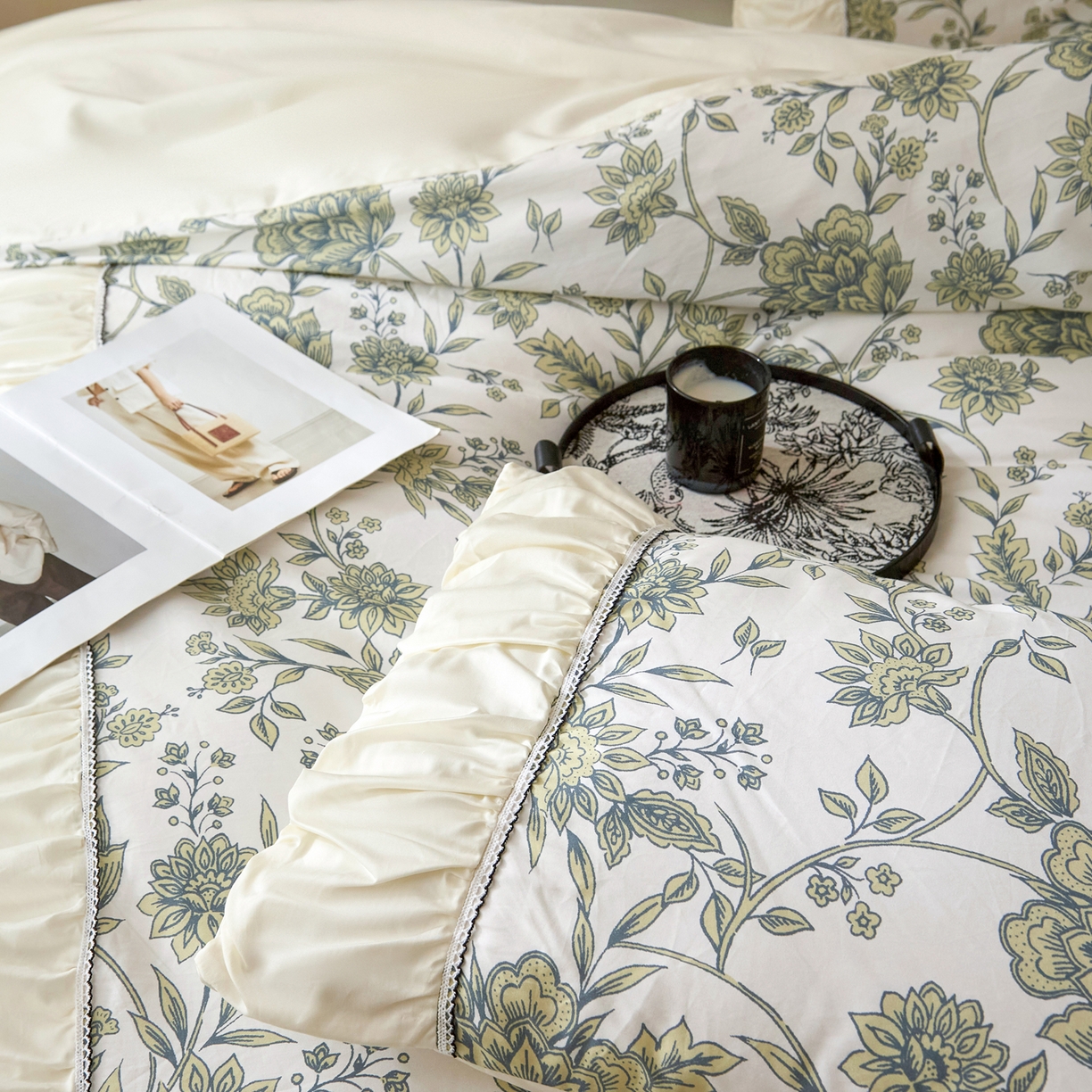 91家纺网 家纺一手货源 找家纺 （总）ONE TWO ONE 121 【会员-20】【控价商品】【提供买家秀】  2026新款韩版花边公主风100s长绒棉全棉床上用