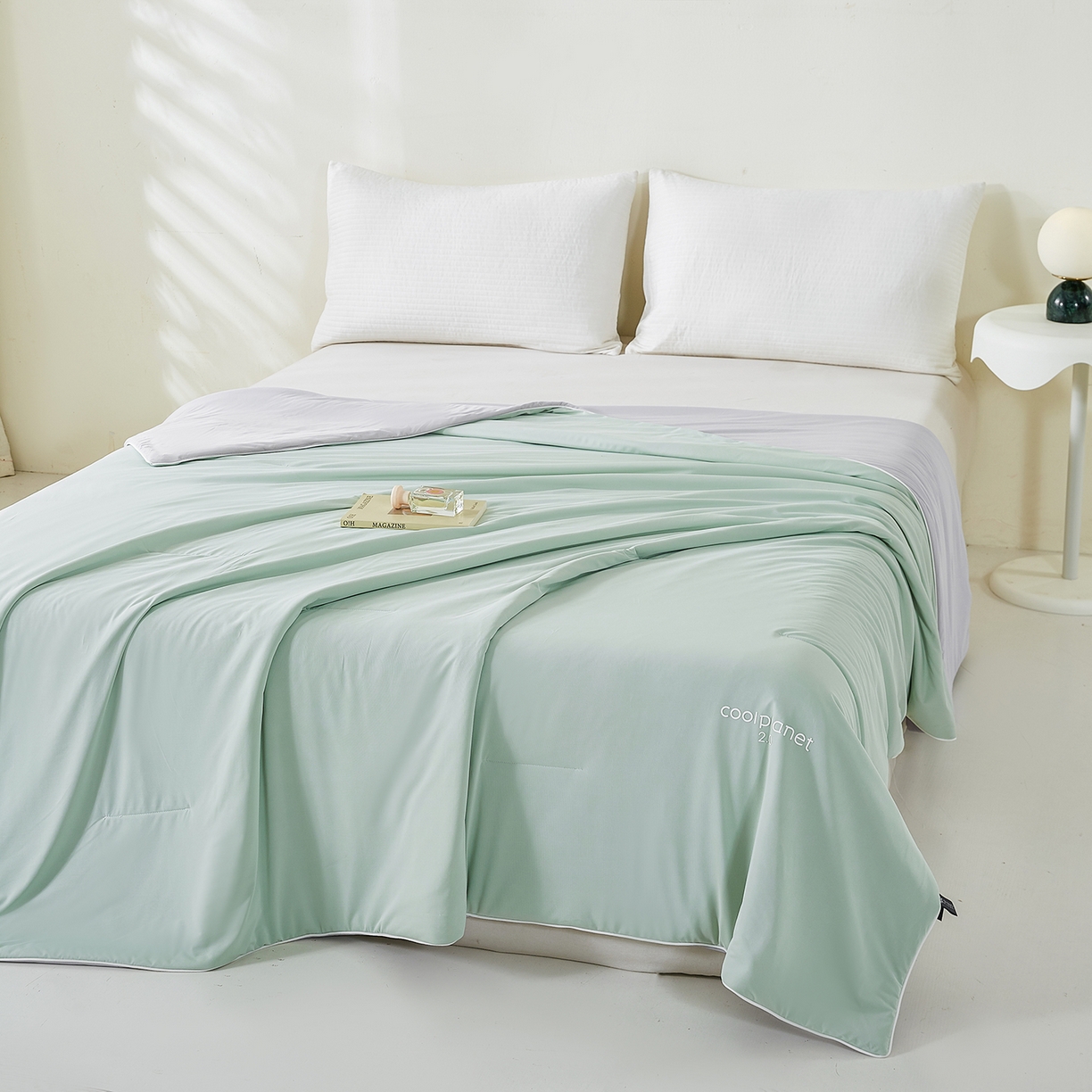 91家纺网 家纺一手货源 找家纺 犇牛仓储供应链 2026新款锦氨凉感夏被被子被芯 水绿