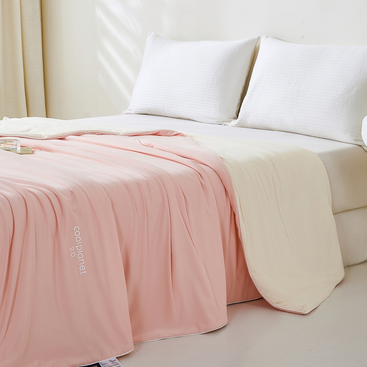 91家纺网 家纺一手货源 找家纺 犇牛仓储供应链 2026新款锦氨凉感夏被被子被芯 橘粉